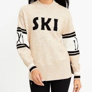 Lou & Grey Beige and Black Crew Neck Sweater